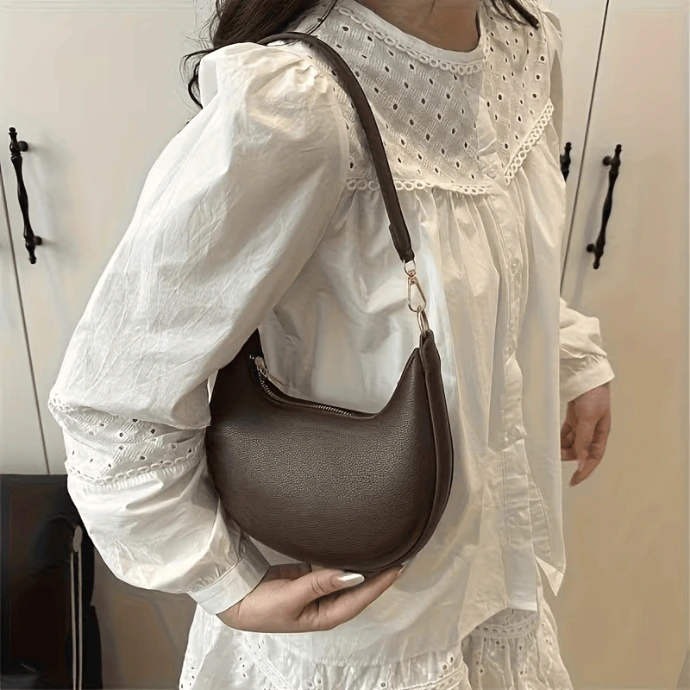 Women's Shoulder Bag, Luxurious Crescent-Shaped, Crossbody Bag
