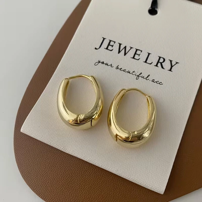Oval Plain Hoop Ear Cuffs, Fashionable, Exaggerated, Simple, Elegant