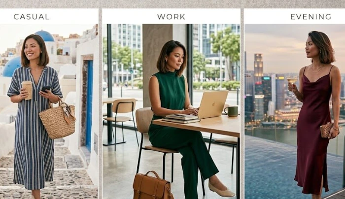 Casual, work, and evening outfit ideas using trendy women's fashion clothing